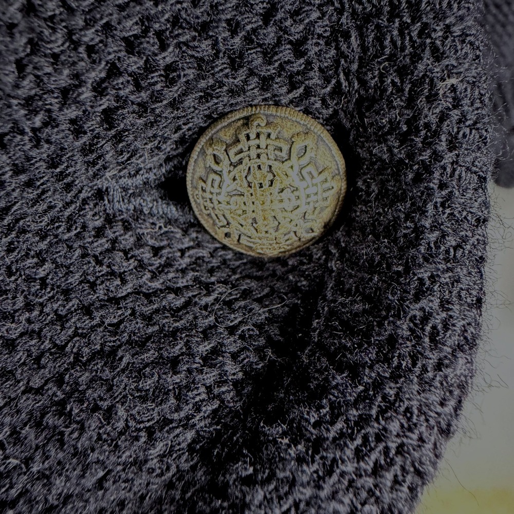 European Cottagecore Scallop Hem Cardigan Silver Buttons Huber Black - Picture 6 of 10
